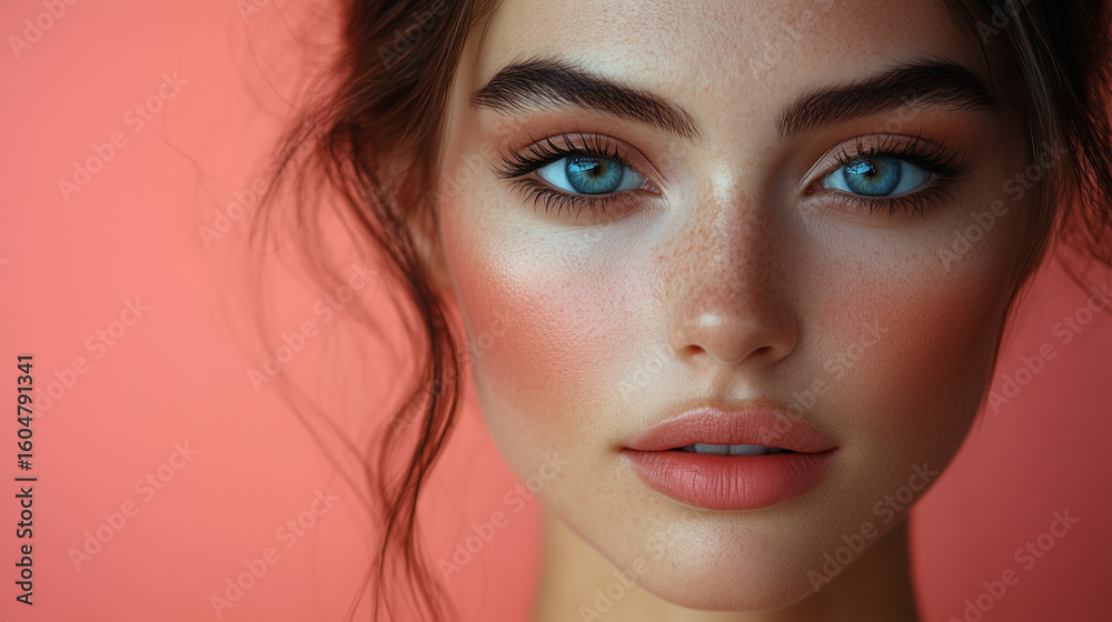 Closeup portrait of a young girl. Beauty cosmetics style. Closeup portrait of a young girl. Beauty cosmetics style.