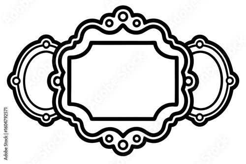 Hand drawn ink vintage frames. Stamp or letter mark frames for greeting cards, wedding, birthday party, invitations in Italian or Greek marine sea coastal style. Minimalist ornament vector borders