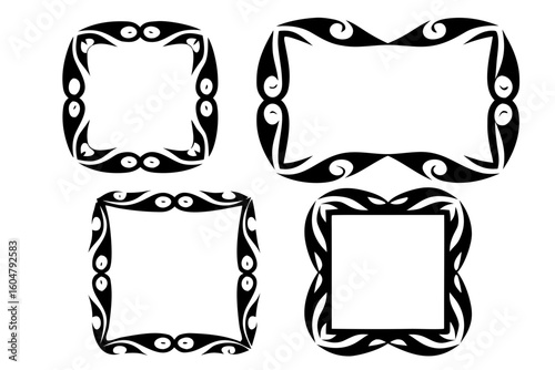 Hand drawn ink vintage frames. Stamp or letter mark frames for greeting cards, wedding, birthday party, invitations in Italian or Greek marine sea coastal style. Minimalist ornament vector borders