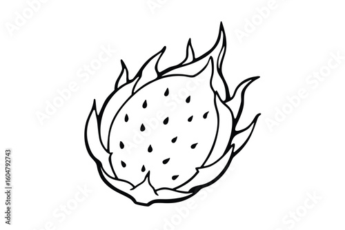 Dragonfruit With Bright Pink Skin White Background