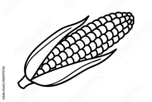 Corn Cob With Yellow Kernels Flat Vector
