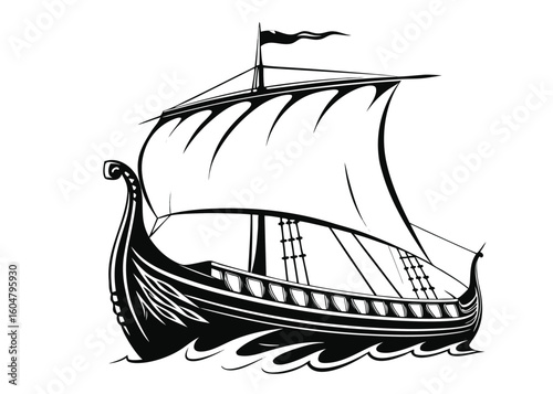 realstic classic mariners black ship vector 