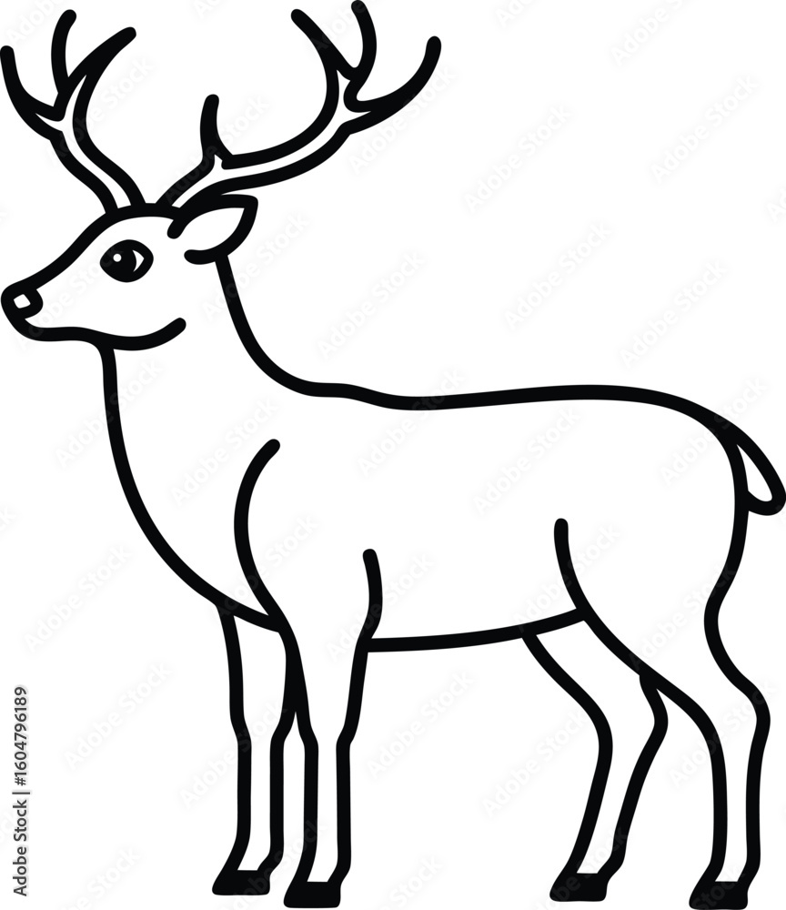 Obraz premium Reindeer line art vector illustration simple design