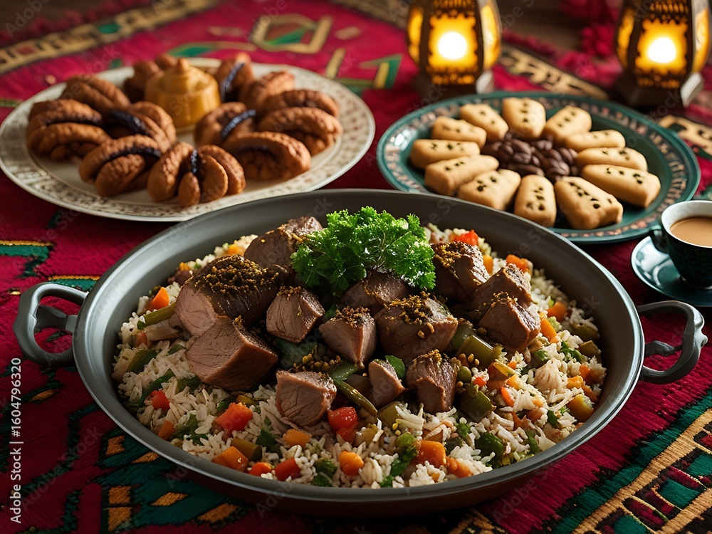 Fototapeta premium Festive Middle Eastern Lamb Rice Dish.