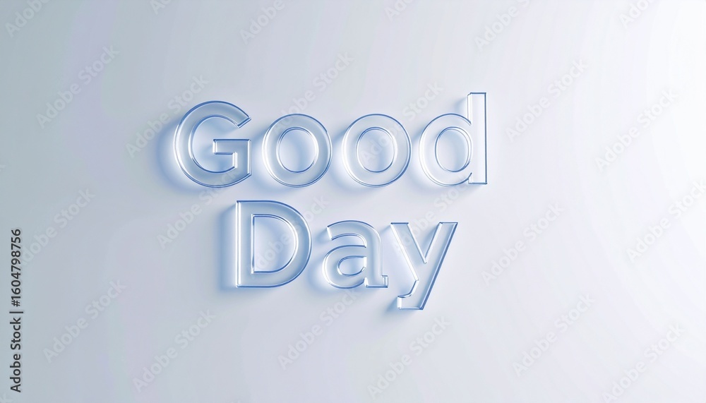 3D transparent glass text 'Good Day'