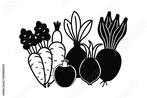 Assorted Root Vegetables Flat Vector