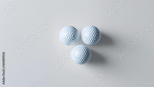 White golf balls product shot on clean background, sports equipment with copy space