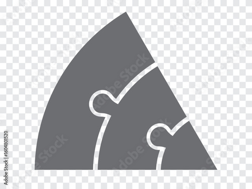 Simple icon puzzle in gray. Simple icon sector puzzle of the three different elements  on transparent background for your web site design, app, UI. EPS10.