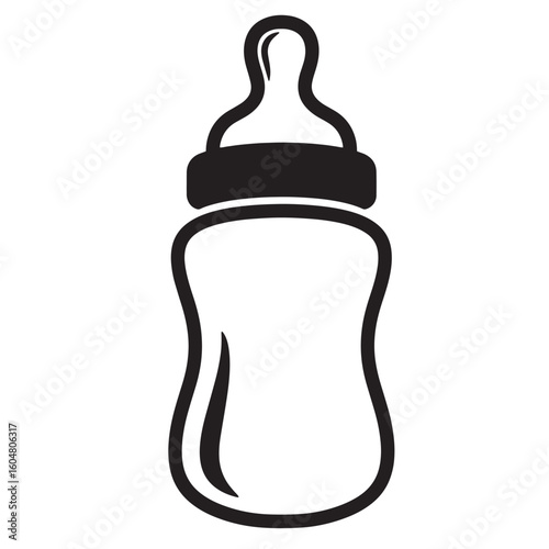 Baby bottle with nipple and cap feeding infant
