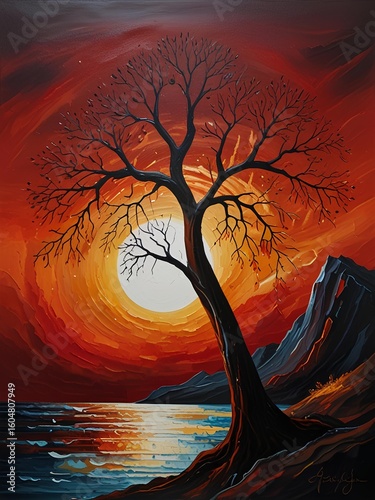 sunset in the forest