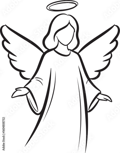 Angel with wings and halo figure illustration