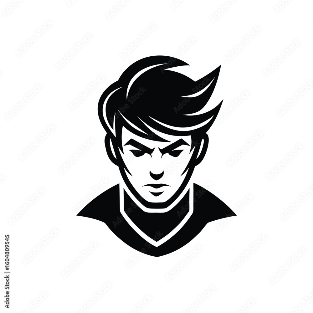 Silhouette a determined young man with styled hair male face Silhouette a determined young man with styled hair male face