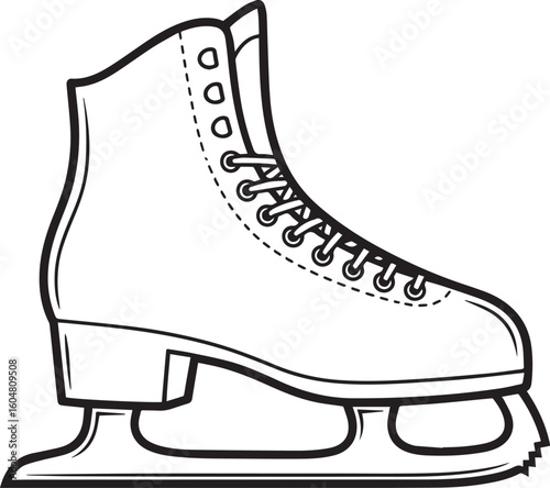 Ice skate with laces and blade figure skate skating