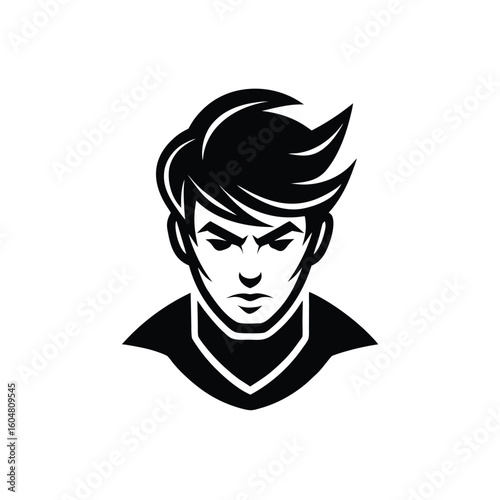 Silhouette a determined young man with styled hair male face