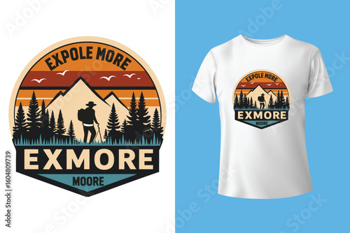 Hiking T-shirt design Vector Graphics. adventure mountain outdoor hiking custom t shirt design, outdoor adventure, Mountain illustration, Vector graphic, Outdoor Adventure Inspiring Motivation Quote.