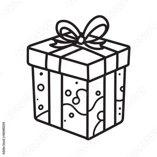 Gift box with ribbon and decorative pattern present