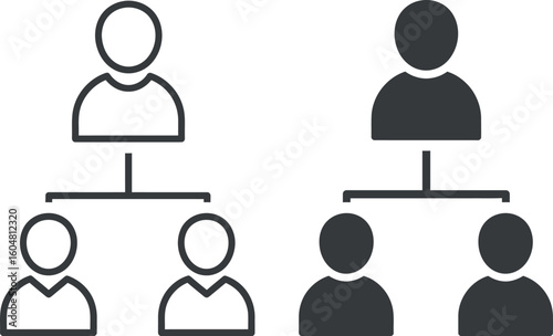 Organizational chart icon set hierarchy team structure