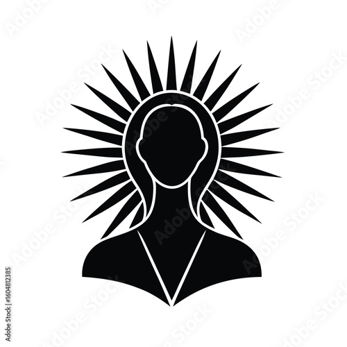 Silhouette a person with a radiant halo symbol head shoulders