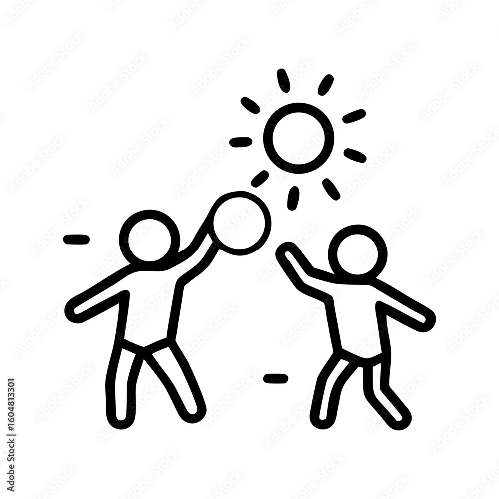 Obraz premium Silhouettes of Children Playing with Ball at Sunset