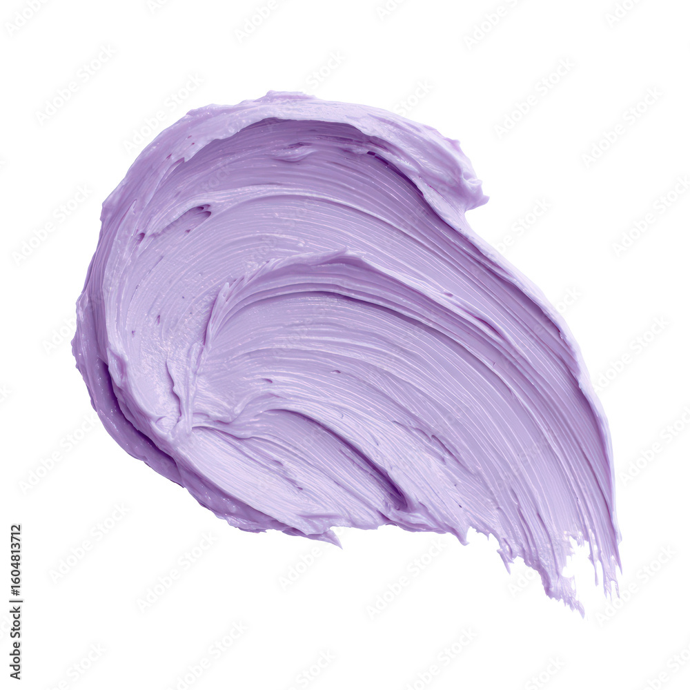 Obraz premium A single smear of creamy lavender colored cosmetic product isolated on transparent background