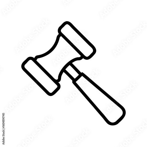 Auction hammer icon in minimalist design on white background  