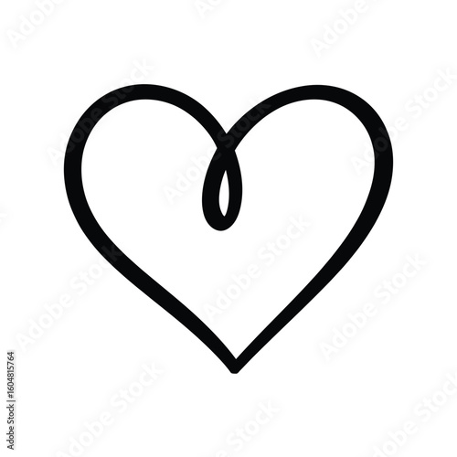 Simple black outline heart drawn with a single continuous line