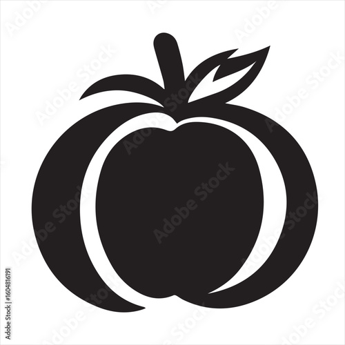 Silhouette Style Vector Tomato Logo Icon – Minimalist Vegetable Graphic for Organic Farm Branding, Fresh Produce Market, Vegan Food Packaging, Culinary Design, and Healthy Natural Food Business Themes