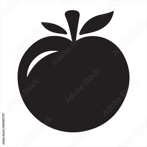 Silhouette Style Vector Tomato Logo Icon – Minimalist Vegetable Graphic for Organic Farm Branding, Fresh Produce Market, Vegan Food Packaging, Culinary Design, and Healthy Natural Food Business Themes