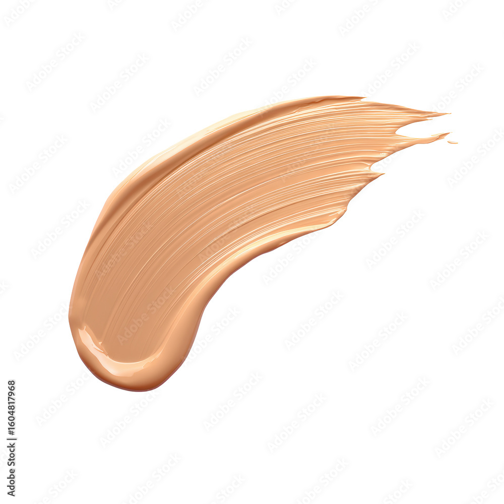 A single swatch of creamy beige liquid foundation makeup isolated on transparent background A single swatch of creamy beige liquid foundation makeup isolated on transparent background