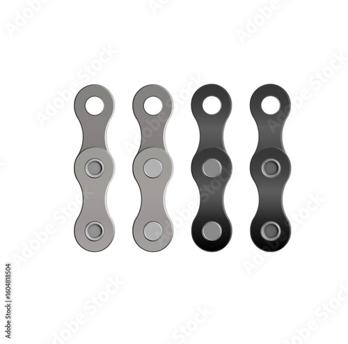 Realistic bicycle chain links. silhouette for bike chain. Cycling line pattern. Motorcycle chain symbol. Chain machine sign. Vector