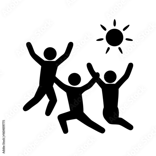 Friends Jumping Silhouette with Sunlight Flare