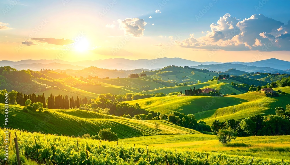 Fototapeta premium Tuscan countryside at sunset