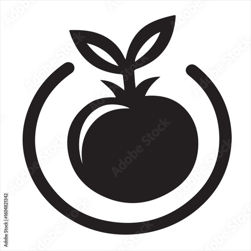 Silhouette Style Vector Tomato Logo Icon – Minimalist Vegetable Graphic for Organic Farm Branding, Fresh Produce Market, Vegan Food Packaging, Culinary Design, and Healthy Natural Food Business Themes
