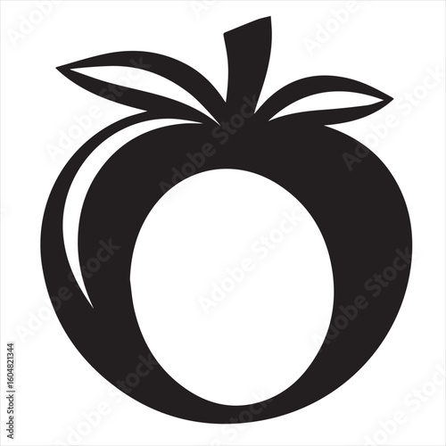 Silhouette Style Vector Tomato Logo Icon – Minimalist Vegetable Graphic for Organic Farm Branding, Fresh Produce Market, Vegan Food Packaging, Culinary Design, and Healthy Natural Food Business Themes