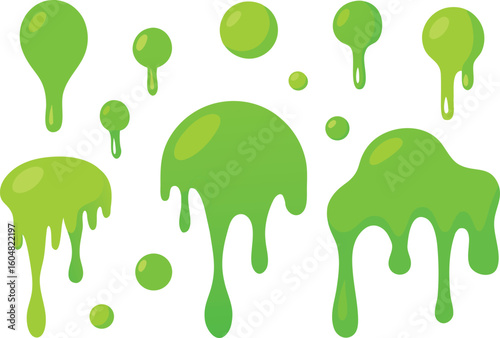 Twenty Vibrant Lime Green Liquid Splatter and Drip Graphic Designs