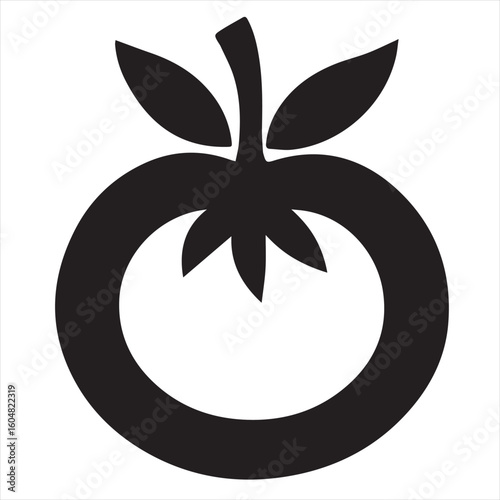 Silhouette Style Vector Tomato Logo Icon – Minimalist Vegetable Graphic for Organic Farm Branding, Fresh Produce Market, Vegan Food Packaging, Culinary Design, and Healthy Natural Food Business Themes