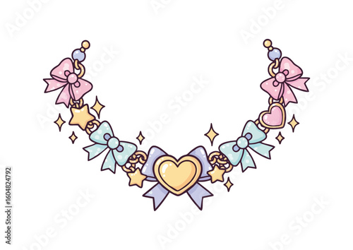 Decorative belt with bows, hearts, and stars in playful design concept