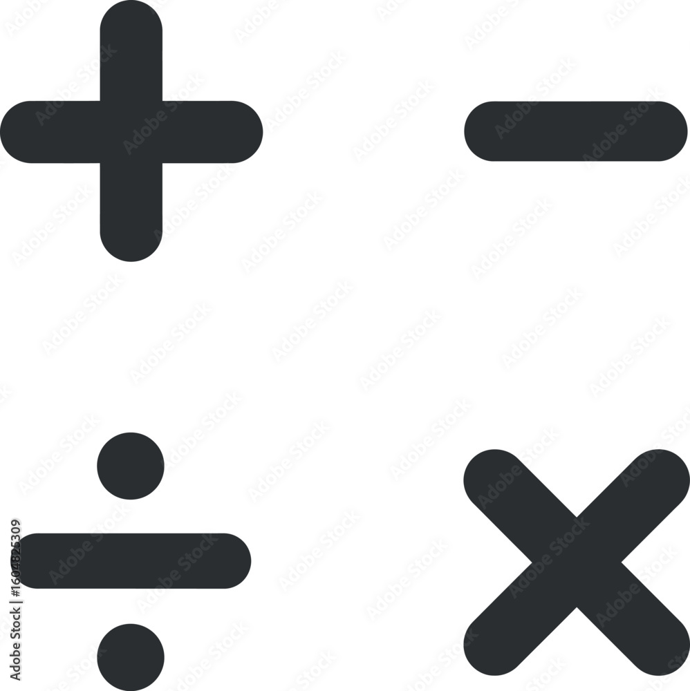 Obraz premium Basic math symbols plus minus divide multiply icons