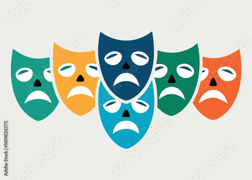 Collection of Six Stylized Theatrical Illustrations