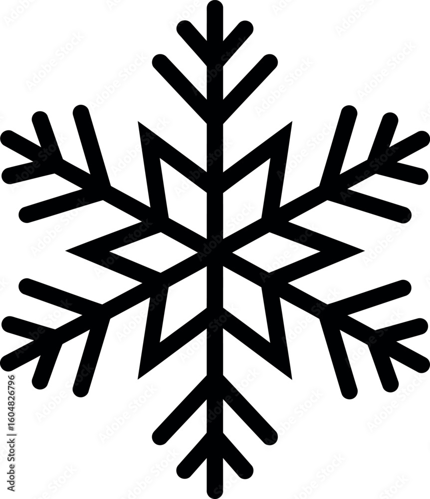 Fototapeta premium Black snowflake icon winter holiday graphic