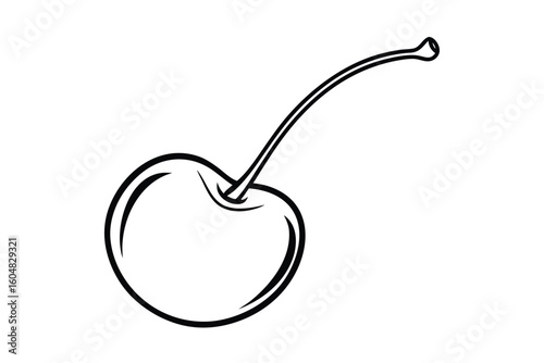 Sour Cherry With Stem Flat Vector No Text