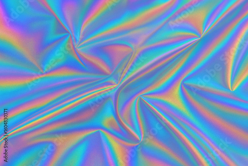 Glossy holographic foil texture with colorful light effects for trendy posters and backgrounds