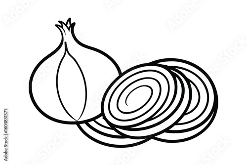 Sliced Red Onion With Rings Clean Style