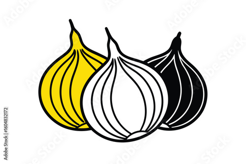 Sliced Onions Red Yellow White Clean Vector