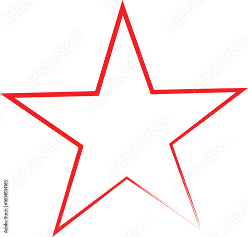 A simple red outline of a five pointed star silhouette against a white background