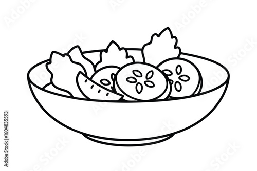 Simple Salad With Iceberg Lettuce Tomato Cucumber