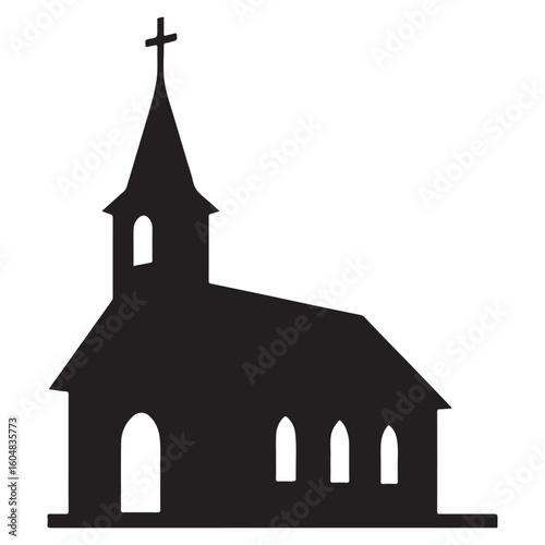 Gothic Church Silhouette Vector Illustration for Religion Theme