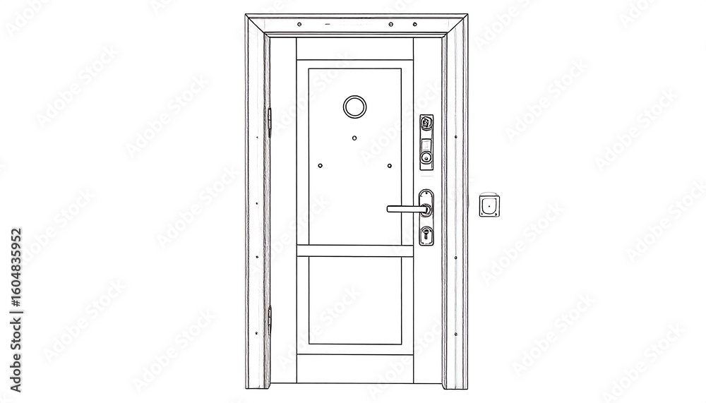 Fototapeta premium Line drawing of a door with details