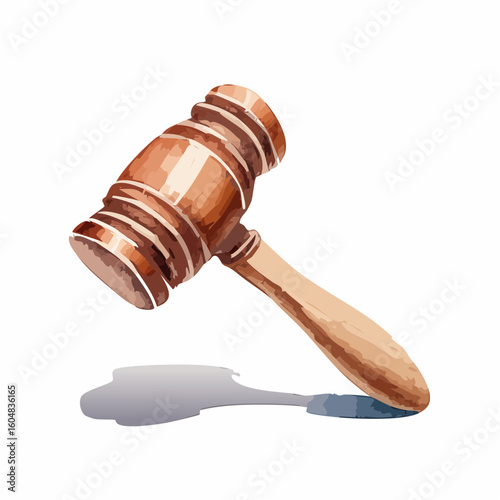 Brown Wooden Gavel on White Background