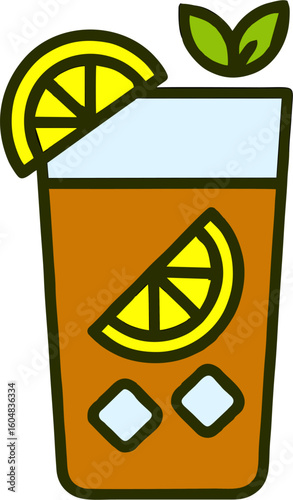 Refreshing Iced Tea with Lemon and Mint in a Glass